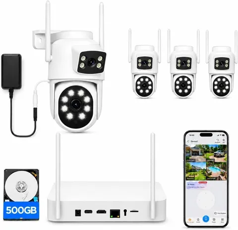 NEW Camcamp Home Security Camera System Wireless Outdoor, 4 Dual Lens Cameras | 