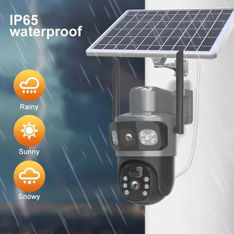 4MP Solar Wireless Security Camera System Dual-Lens Outdoor Home Wifi IP Camera