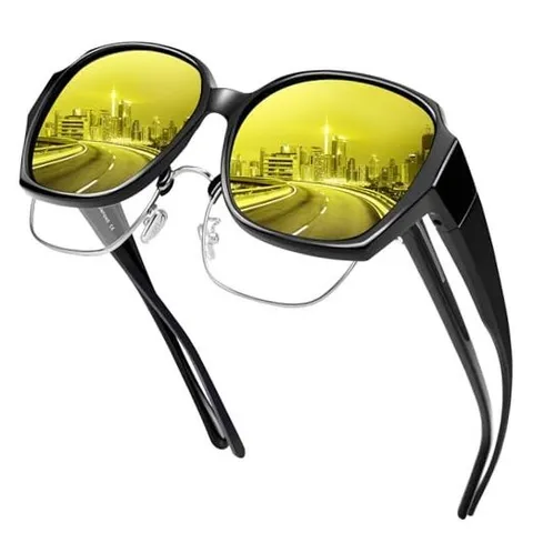 Night Vision Driving Glasses for Women 16 Glossy Black Frame/Night Vision Lens