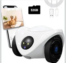 Pet Camera Treat Dispenser  Movable Pet Robot Cam with Phone App 1080P
