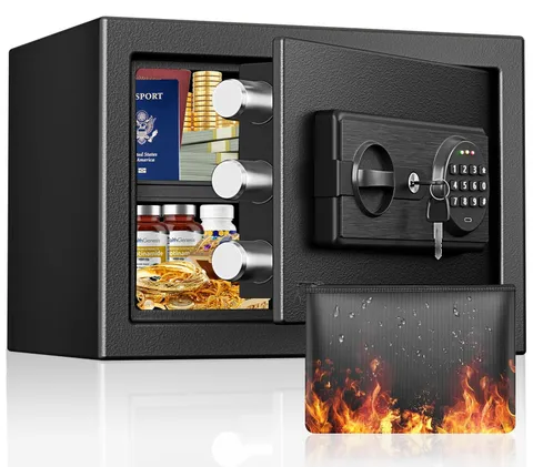 1.2 Cub Small Fireproof Safe Box for Home, Anti-Theft Security Home Safes Wat...