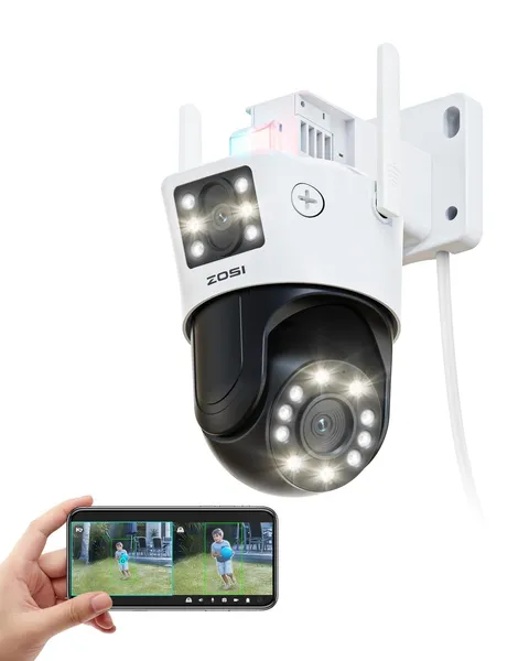 ZOSI C298 Max 4K 8MP DualLens2x4MP Wired WiFi PTZ Security Camera Outdoor wit...
