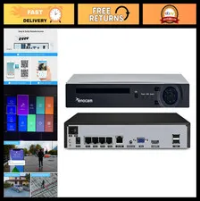 4CH PoE NVR 5MP Security Camera System, Motion Detection, USB Backup, HDMI Outpu