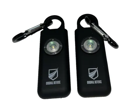 125 DB Personal Safety Alarm Self  Keychain with LED Black Hand Pull SOS - x 2