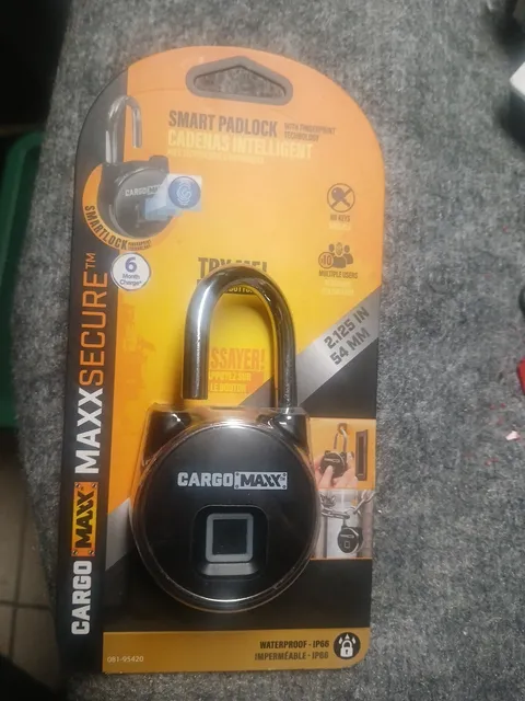 Cargo Maxx MaxxSecure Fingerprint Padlock Waterproof Multiple Users 2.125 in