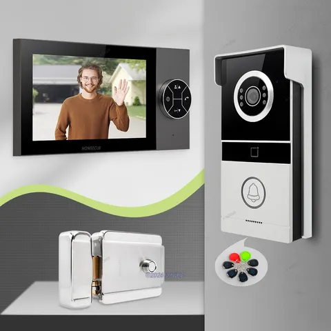 HOMSECUR 4 Wire 1080P Video Doorphone RFID Entry Intercom With Door Unlock