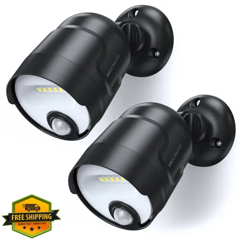 Mecanto Motion Sensor Light 2 Pack Black 600 Lumen