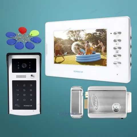 7inch Wired Video Door Entry Security Intercom Electric Lock with Keys Included