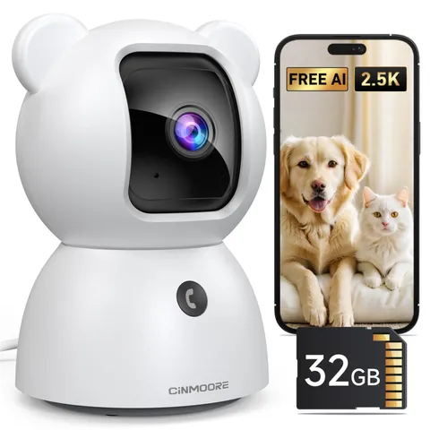 4MP Camera for Home Security, Free 32GB SD Card, Non-Subscription AI Human/Pe...