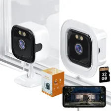 2K Window Camera with 32GB SD Card, AI Night Vision 5G/2.4G Wifi Window Camera f