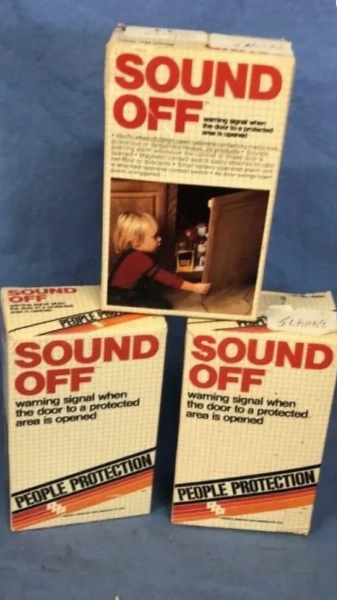 3 Vintage SOUND OFF Door Alarms Warning Signal People Protection Child Safety