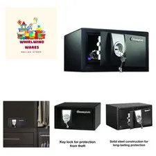 Black Security Safe with Key Lock for Home, Office, or Dorm holds Money, Jewe...