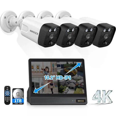 (2026 New) 4K PoE Security Camera System Outdoor, 8CH NVR with 10.2" IPS Moni...