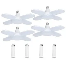 4 Pack LED Garage Lights, 6000LM 60W Deformable Shop Light with 4 Pack, White