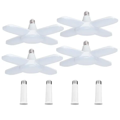 4 Pack LED Garage Lights, 6000LM 60W Deformable Shop Light with 4 Pack, White