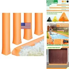 Amylove 4 Pcs PVC Inflatable Flood Barriers Home, Reusable Water Barriers