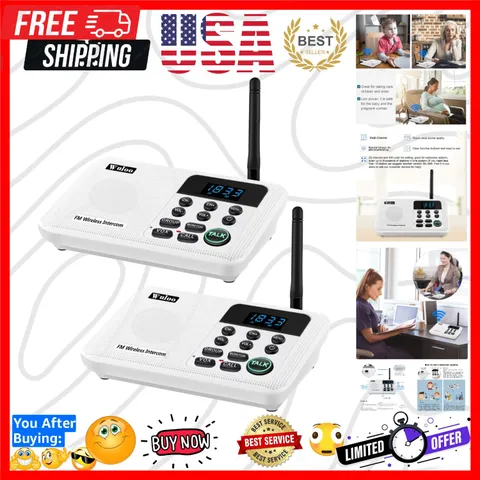 Intercoms Wireless for Home 1 Mile Range 22 Channel 100 Digital Code Display ...