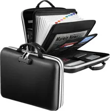5200? Fireproof File Organizer with Combination Lock, Hard Shell Multi-Pocket
