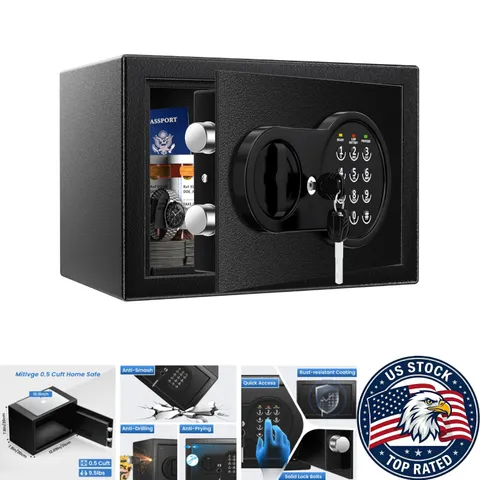 Reinforced 0.5 Cu Ft Mini Safe with Easy Access Lock and Fireproof Document Bag