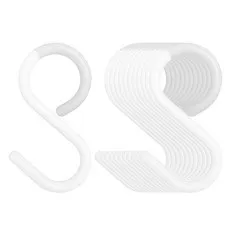 12-Pack Secure & Quiet Plastic S Hooks, Flexible Neck for Easy Twist & Lock, ...