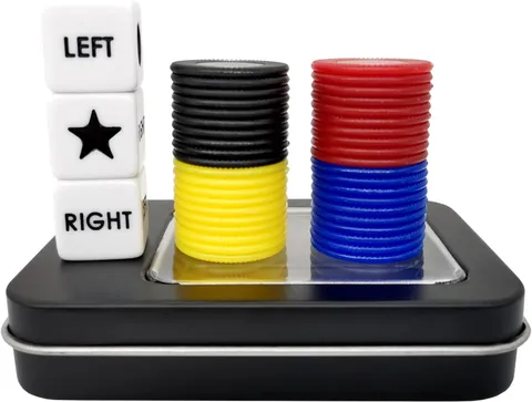 Left Right Center Dice Game Prime Set with 3 Dices + 40 Chips.Left on Th