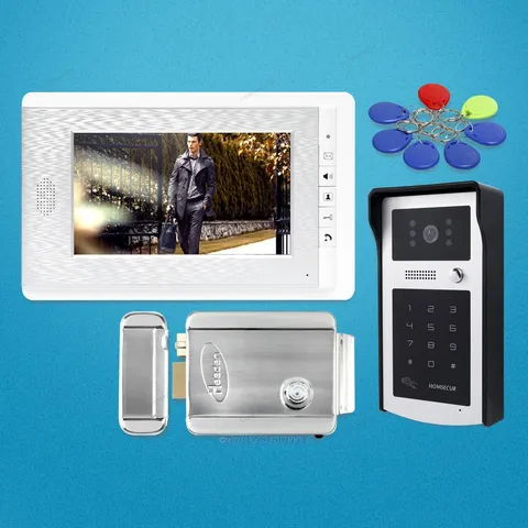 7" Wired Video Door Entry Security Intercom Electric Lock with Keys Included