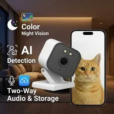 2K Smart Security Camera Indoor Mini Cam AI Motion Track Color Night Vision