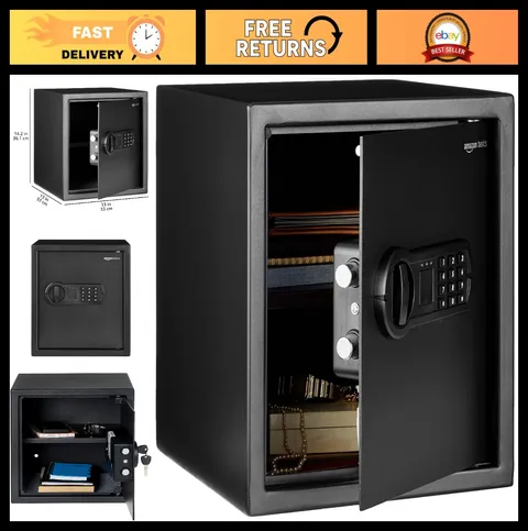 Electronic Security Safe with Digital Keypad, Programmable Lock, 1.2 Cu Ft, Blac