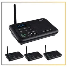 Wireless Intercom System for Home & Office 4-Station Black 1-Mile Range