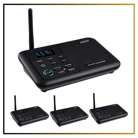 Wireless Intercom System for Home & Office 4-Station Black 1-Mile Range