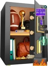 Anti-Theft Digital Safe Box with Fireproof Waterproof Bag LED Light & Alarm