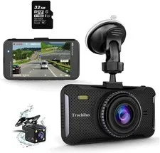 TROCHILUS 4M58 FHD 1080P Dual Dash Cam 4" LCD Screen 32GB SD Card w/Night Vision