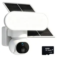 Solar Floodlight Camera with 1500LM Bright Lights-2K Wireless Outdoor Securit...