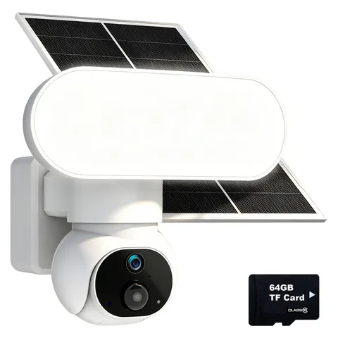 Solar Floodlight Camera with 1500LM Bright Lights-2K Wireless Outdoor Securit...