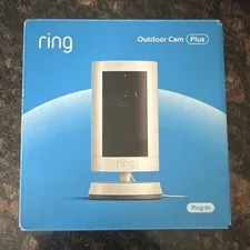 Ring Outdoor Cam Plus 2K Wi-Fi Plug-In Outdoor Weatherproof Camera White