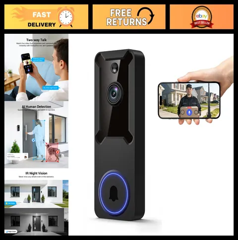 1080P Wireless Video Doorbell Camera, AI Motion Detection, Night Vision, 2-Way T