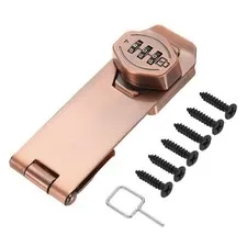 Keyless Cabinet Combination Lock 5" 3-Digit Password Hasp Lock Bronze
