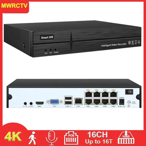 4K 8 Port 16ch  NVR CCTV Security Network Video Recorder( Not Include HDD）