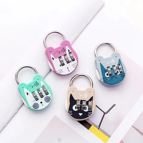 Cute Cat Luggage Padlock Suitcase Backpack Password Lock Mini Code