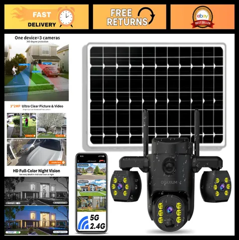 Triple Lens Wireless Outdoor Security Camera - Color Night Vision, Two-Way Audio