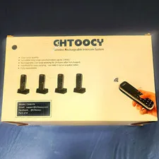 CHTOOCY Wireless Rechargeable Intercom System C668-P4 4-Pack w/ Cables Guide