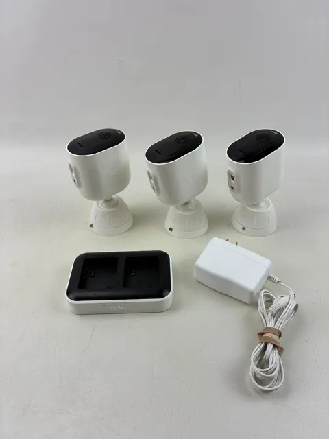 Arlo Pro 4 Spotlight Indoor/Outdoor Camera White Lot Of 3 W/ Charger