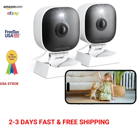 2K Security Cameras for Home Indoor Outdoor Wifi Camera with Color Night Vision