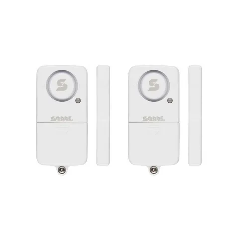 2pk Door/Window Alarms: Security Sensors, Self-Monitoring, Adhesive Mount