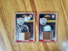 The Club UTL817 Lot Of 2 50mm Solid Brass Padlock, New, 2 Keys Each