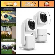 2-Pack 4K Indoor/Outdoor Security Cameras, 360° Pan/Tilt Smart Surveillance