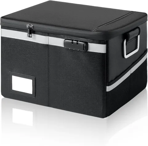 Fireproof Waterproof Document Box with Lock Collapsible Portable File Organiz...