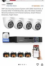 (607)5MP Lite Security Camera System with 500G Hard Drive, 4 Channel AHD TVI DVR