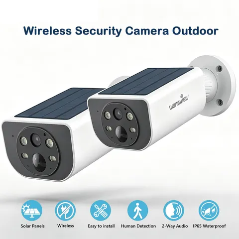 2x Wansview Solar Battery Outdoor Security Camera Wireless Outdoor AI Detection