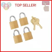 Master Lock Padlock, Solid Brass Lock, 3/4 in. Wide, 120Q (Pack of 4-Keyed Alike